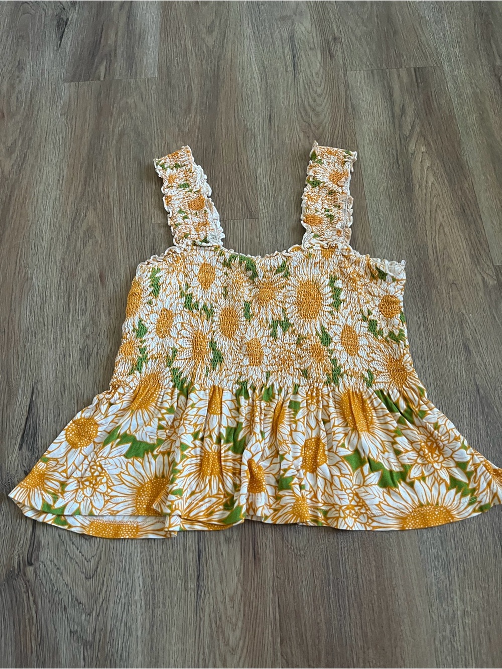 EUC Anthropologie Conditions Apply Katilia smocked floral tank top - Picture 5 of 9